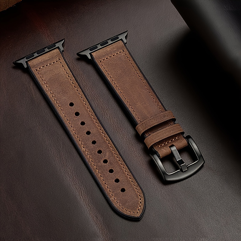 TEMU For Watch Straps 49mm, 45mm, 44mm, 42mm, Sweat Resistant Leather And Rubber Mixed Straps, Suitable For Iwatch Ultra , 7 6 5 4 3 2 1 ,