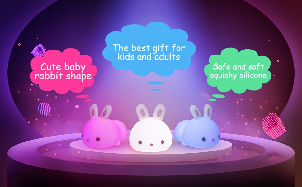   light gifts for teen girls remote 16 colors bunny night light teen girl gifts for girls rechargeable silicon night light teen girl stuff for girls anime stuff   stuff cute things for teen girls gifts christmas gifts girls room decor details 7