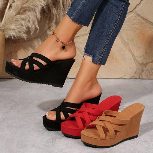 womens platform shoes with sexy crisscross straps comfortable wedge sandals with four straps