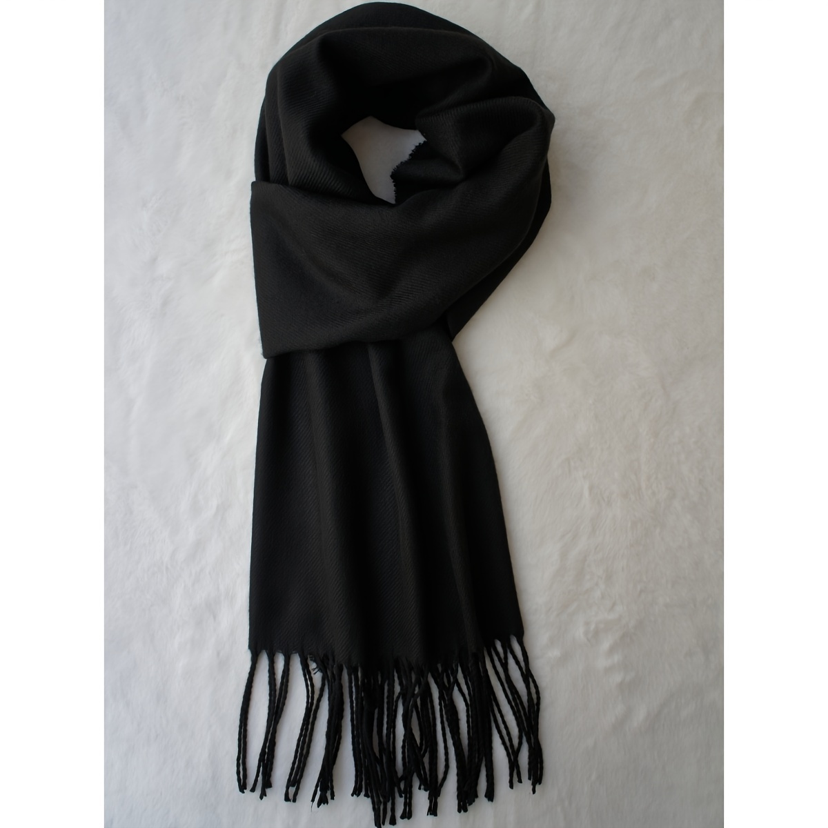 Classic Solid Color Polyester Scarf - Unisex Warm and Breathable, Woven Fringe Detail for Autumn and Winter Styling, Hand-Washable details 7