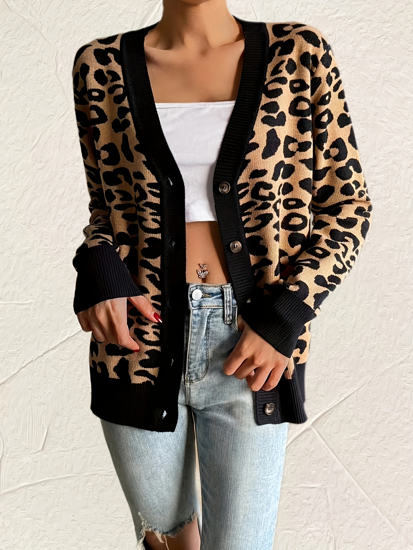 leopard print cardigan sold on Temu United States