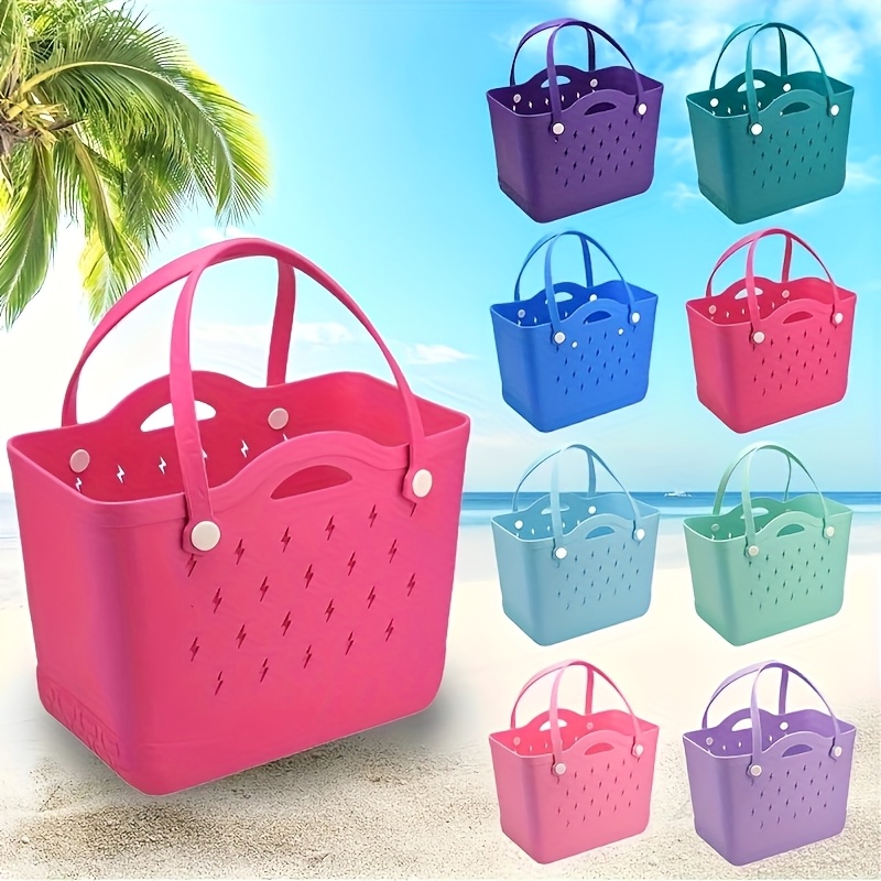 1pc womens tote bag   casual travel vacation durable eva large capacity storage multi color high quality beach bag handbag wash bag