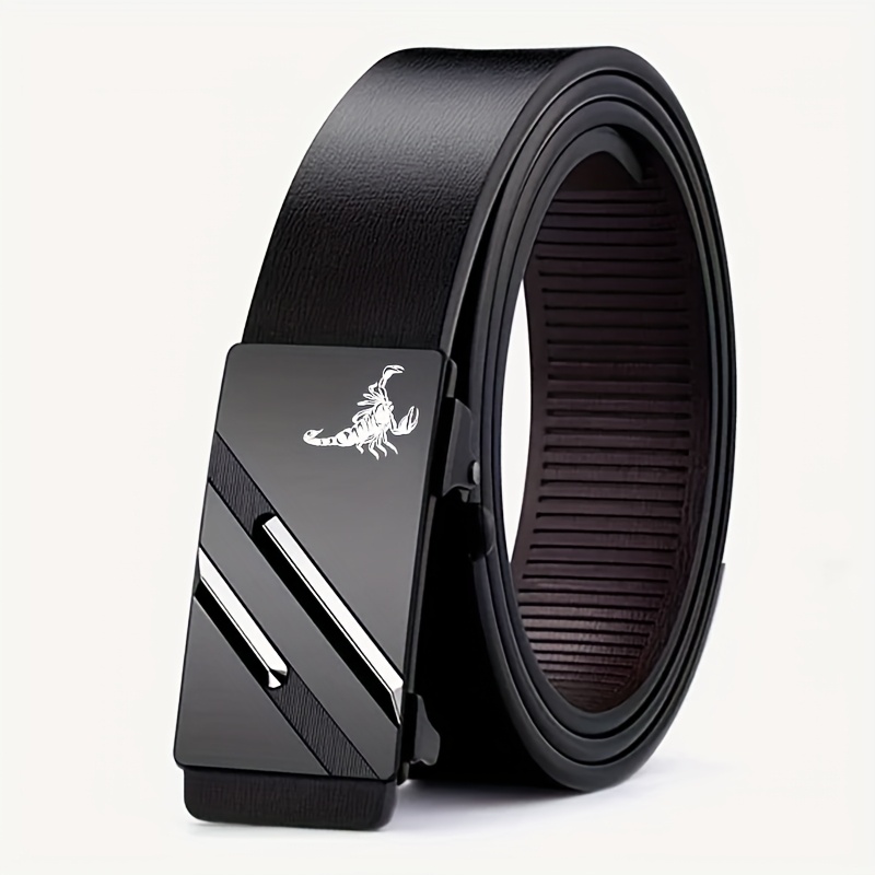 Men's Scorpion Pattern Black Automatic Buckle Belt Set