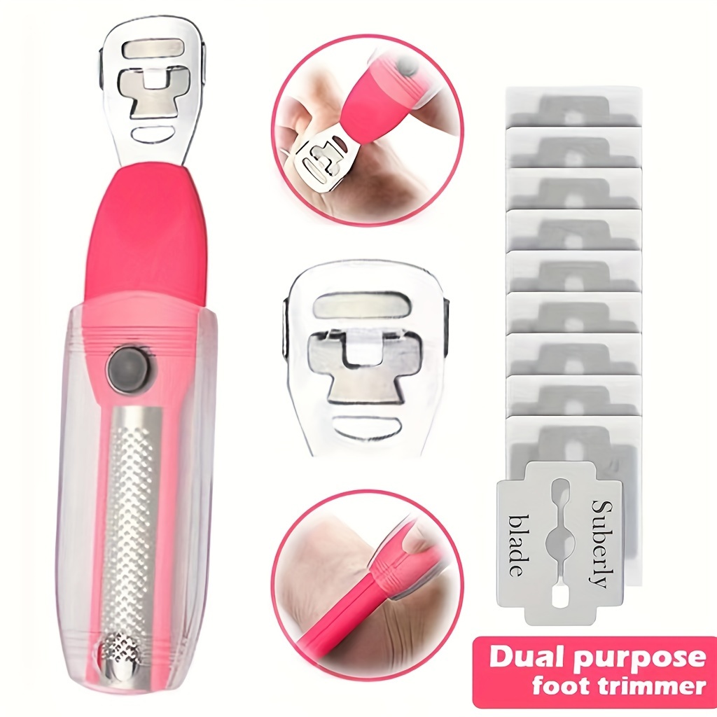 2-in-1 Foot File+scraper Set, Includes 10 Replacement Blades, Foot File  Trimmer, Foot Callus Remover, Dead Skin Grinder Scraper, Feet Care Tool,  Pedicure Heels Grinding Tool - Temu