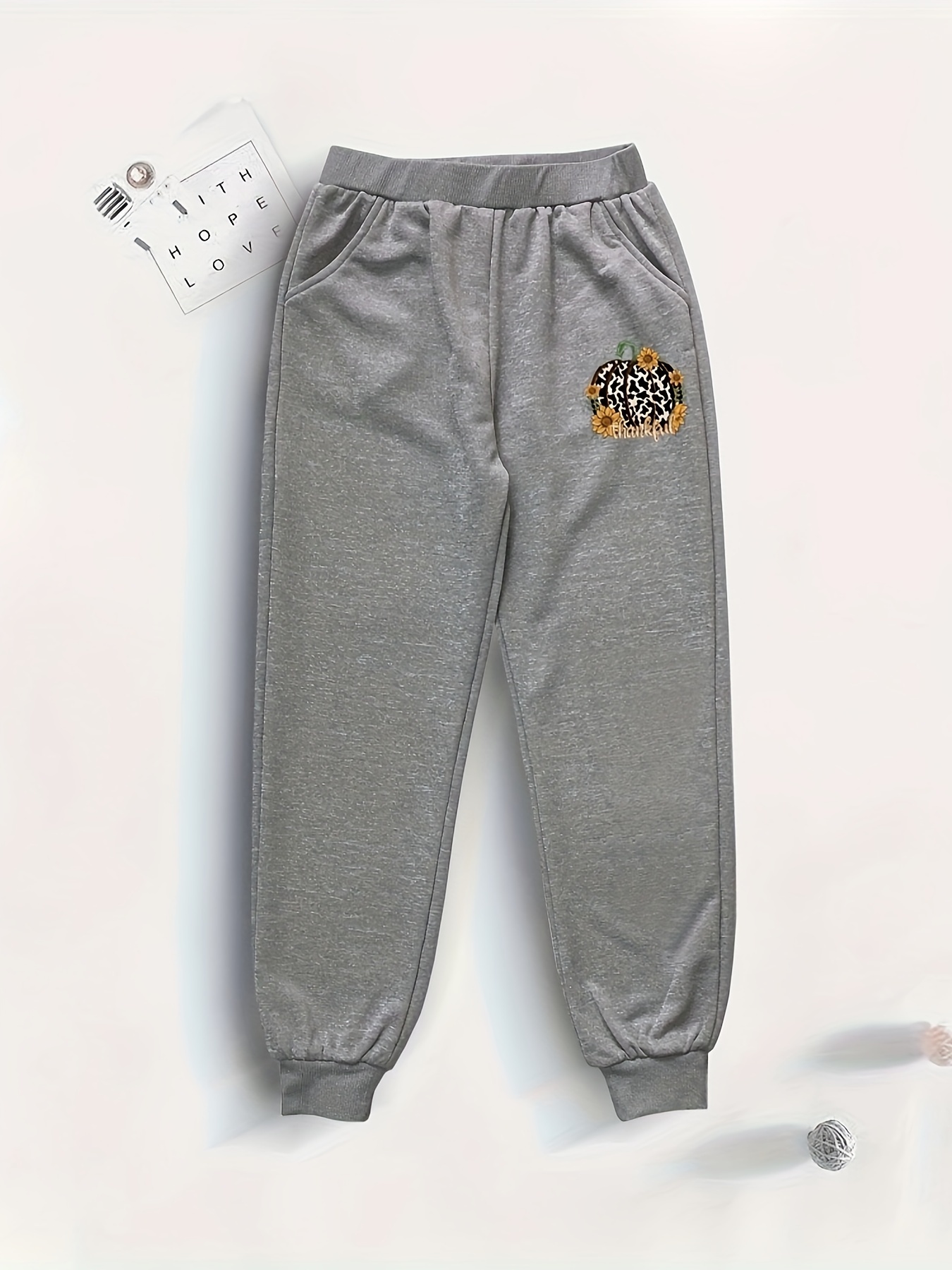 Halloween Pumpkin Print Girls Sweatpants Sports Casual - Temu