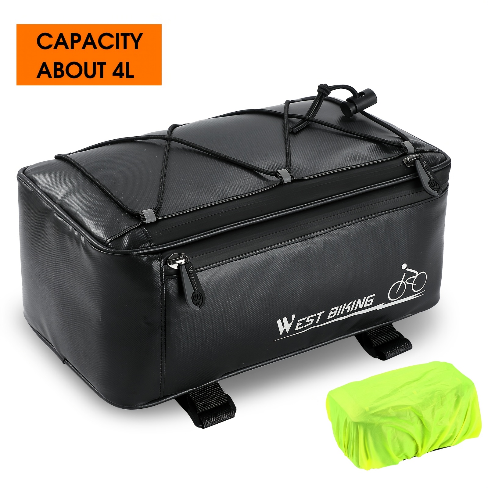 West Biking Rear Rack Bag With Adjustable Straps Spacious High Quality 4l Storage For Cycling Essentials Sleek Bicycle Accessory Bike Accessories 1pc