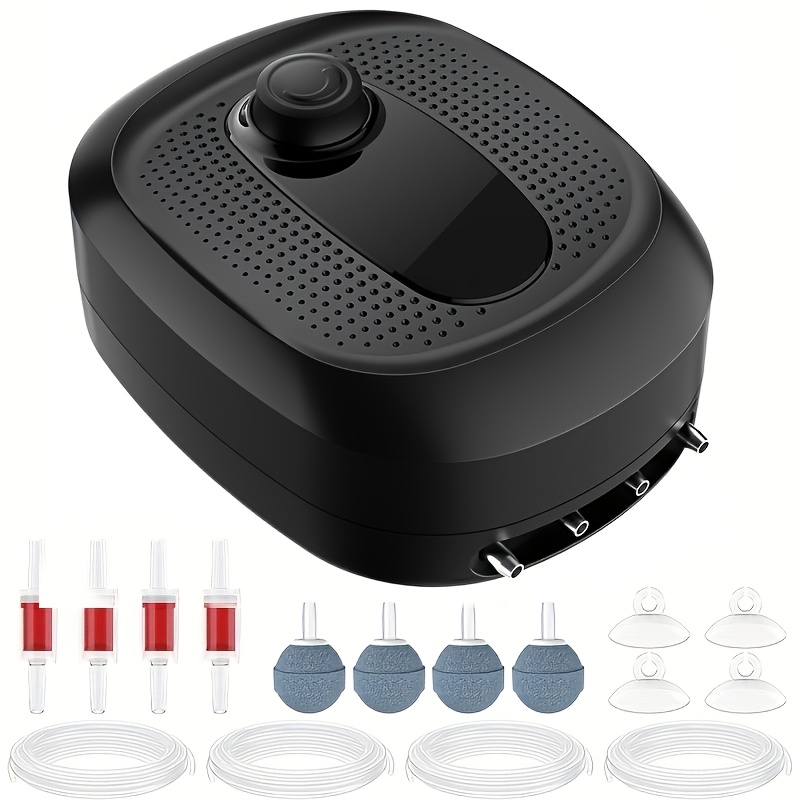 Image of Aquarium Air Pump With 4 Outlets (1.6l/min, Up To 400 Gallon), Quiet Fish Tank Air Pump With Adjustable Air Valve For Aquarium, Hydroponics, Fish Tank, Pond