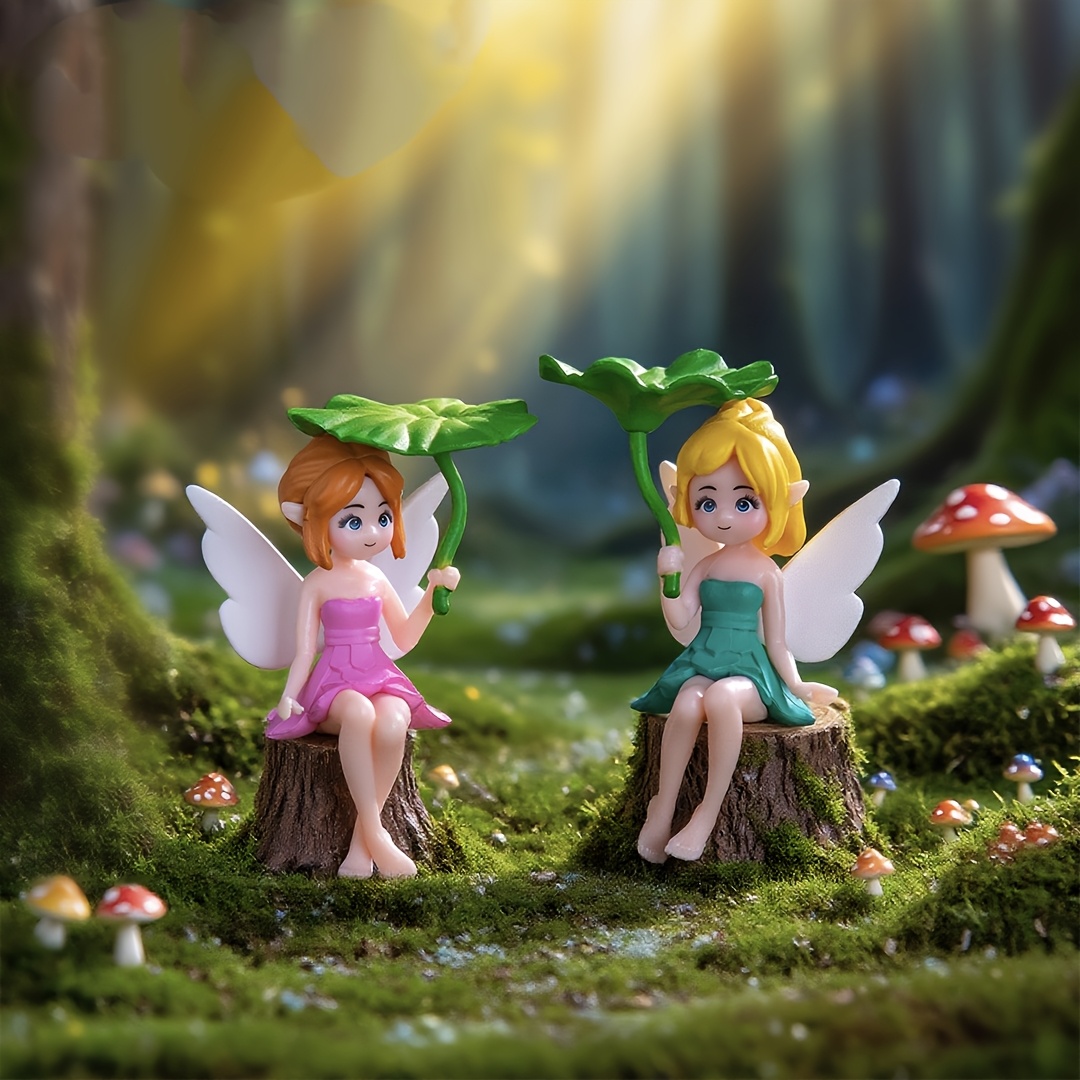 Juego de 4 Piezas de Figuras Coleccionables Creativas de Hada Hojas de Loto, Decoración de Micro Paisaje, Adornos para Jardinería Bonsái, Adornos de Coche de Dibujos Animados, Decoraciones Lindas para Escritorio de Habitación, Adornos para Estación de Trabajo de Oficina