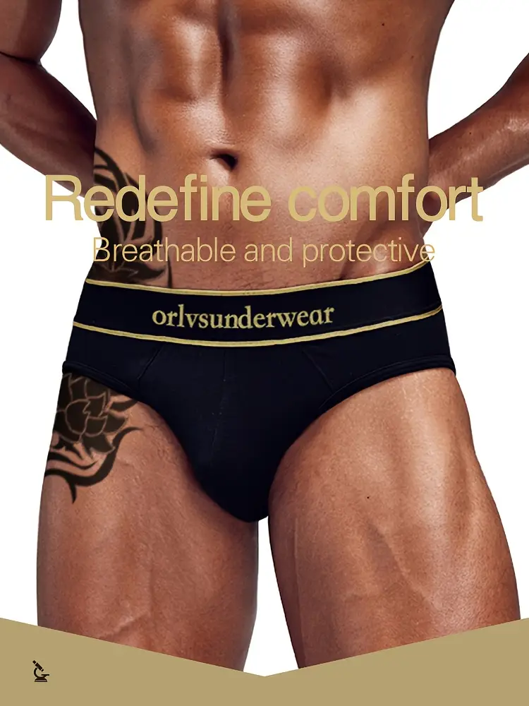1pc mens high breathable underwear athletic briefs with lettering letter print comfortable gym hiking casual wear moisture wicking sporty underwear for outdoor activities black yellow blue wash care Product details 0