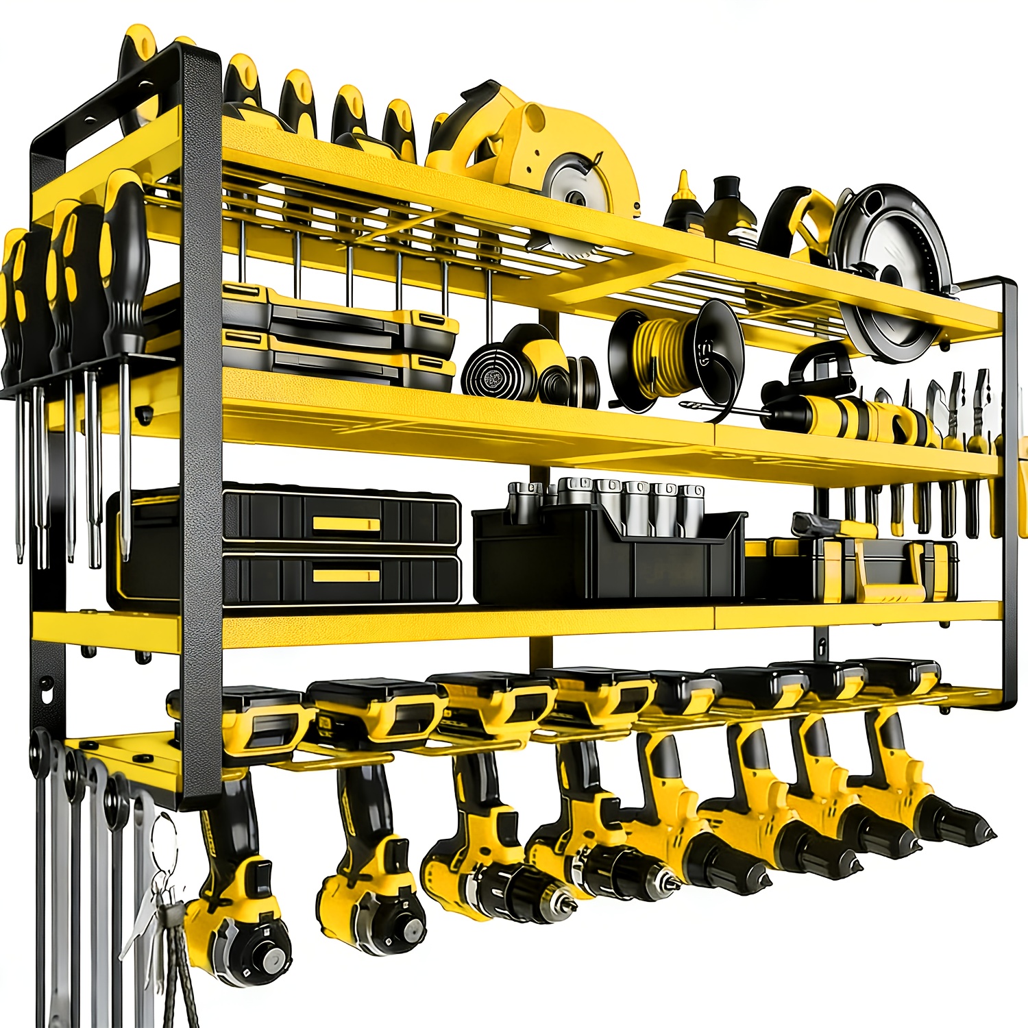 Wall-Mounted Electric Tool Organizer, 4-Tier Wireless Tool Storage with 8 Drill Bit Holders, Practical Garage Rack, Gift for Men, Boyfriends, Husbands, and Partners - Valentine's Day Gifts, Storage Racks 15 Wall-Mounted Electric Tool Organizer, 4-Tier Wireless Tool Storage with 8 Drill Bit Holders, Practical Garage Rack, Gift for Men, Boyfriends, Husbands, and Partners - Valentine's Day Gifts, Storage Racks