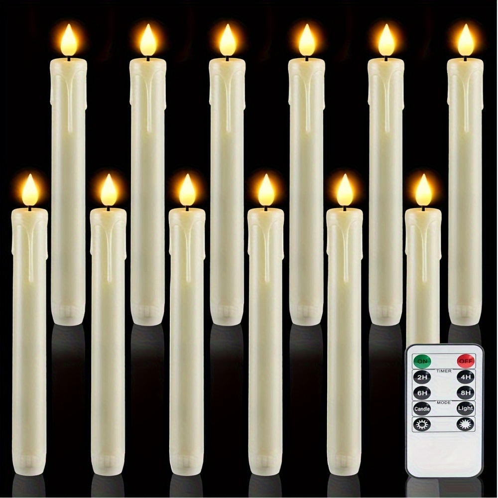 

24 Pcs Plastic Taper Candles , Led Flickering , Taper Candles Battery Operated For Decoration 9.6