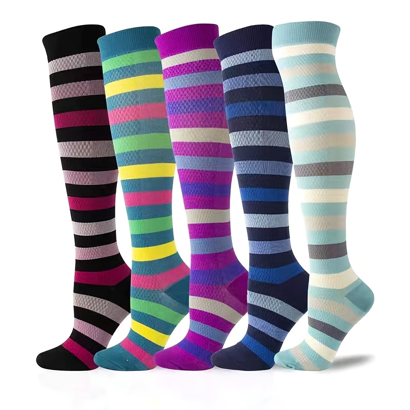 TEMU 5 Pairs Wholesale Venous Compression Socks Suitable For Sports & Use, Elastic Stockings With Compression, - Machine Washable For & (//)