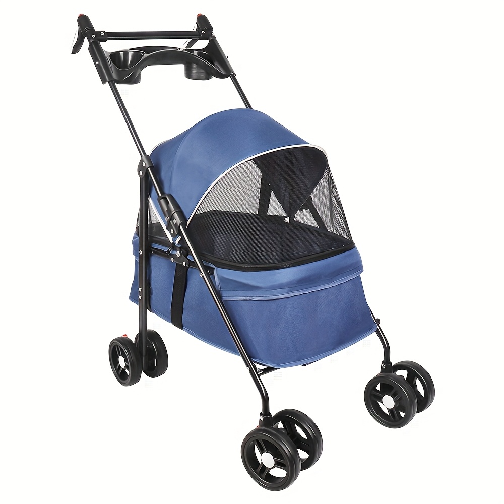 Dog Stroller, Cat Stroller, With Mesh Window, Portable Pet Cart With , Suitable For Small Dogs And Cats, Blue Color