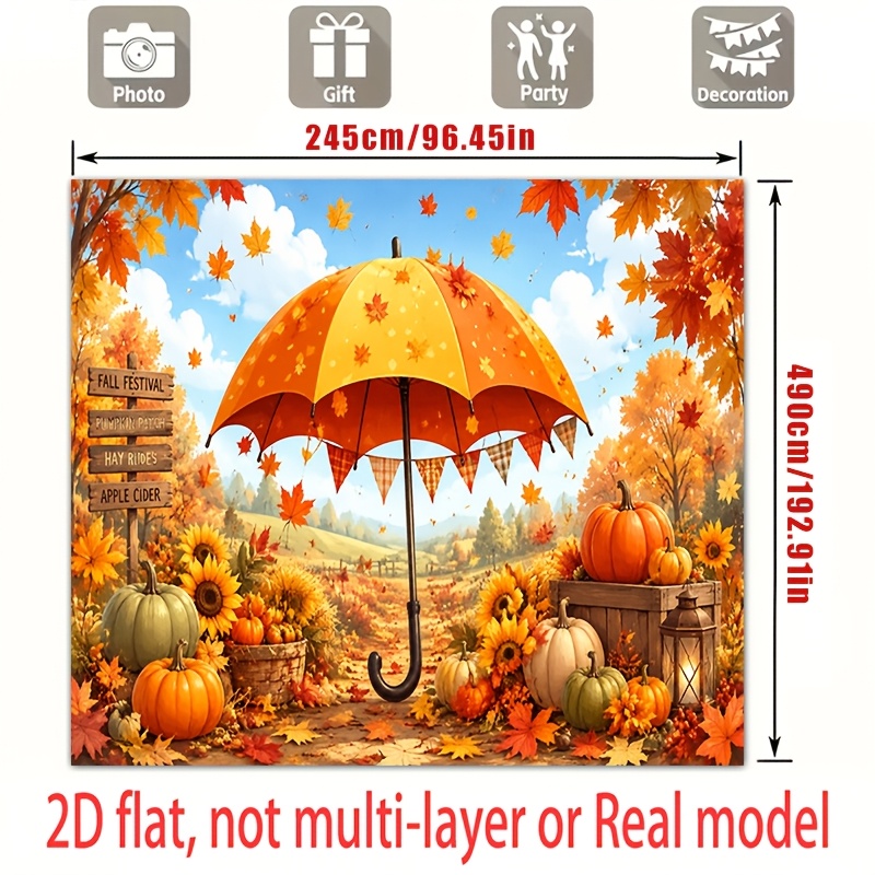 Autumn Leaves Pumpkin Scene Polyester Backdrop