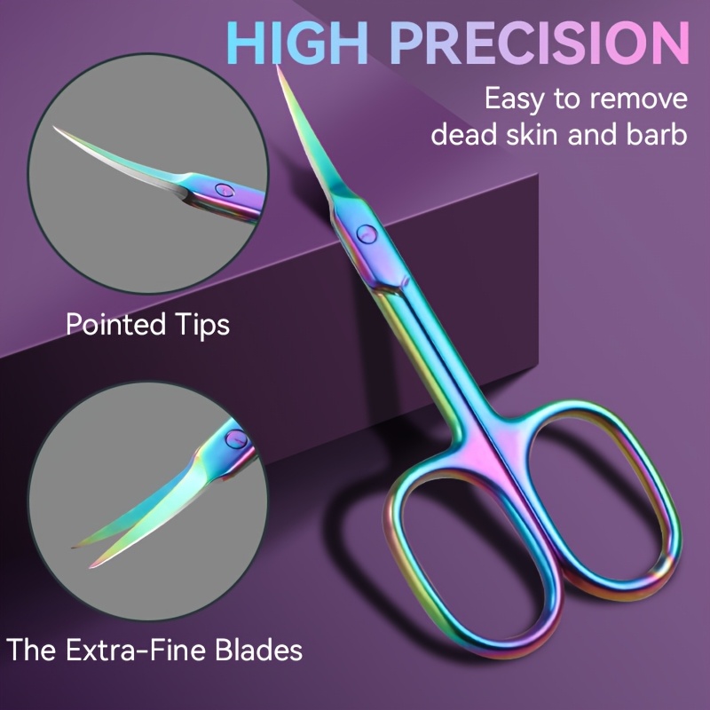 

1pc Professional Stainless Steel Cuticle Scissors, Multi- For Eyebrow, Eyelash, And Nail Care, Odorless Unscented, Fine Precision Blades For Dead Skin And Barb Removal