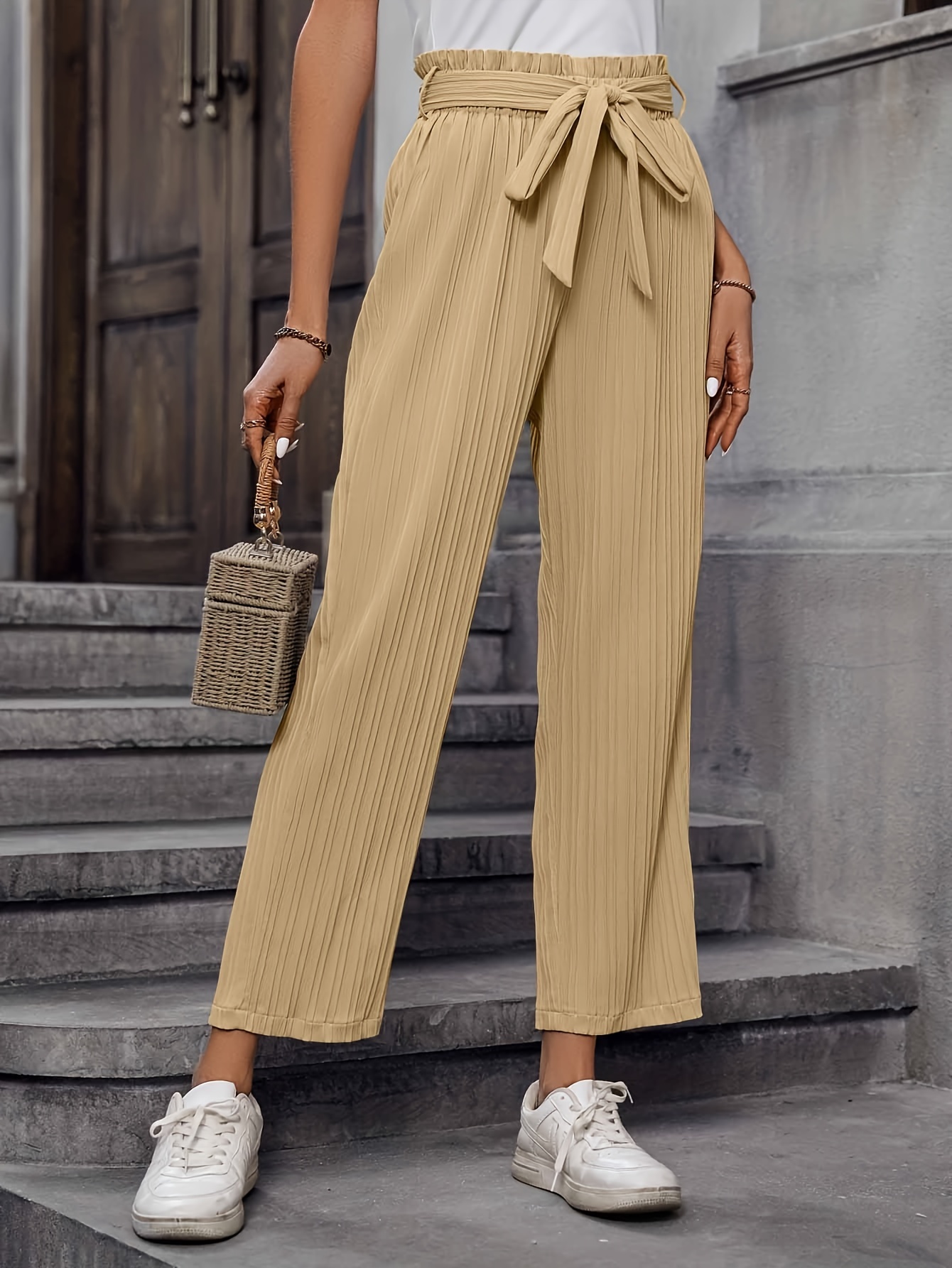 Belted Straight Leg Pants