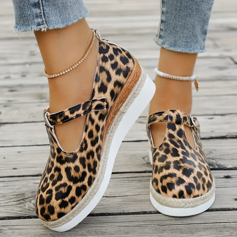 elegant womens leopard print loafers lightweight slip on casual shoes with for details 1