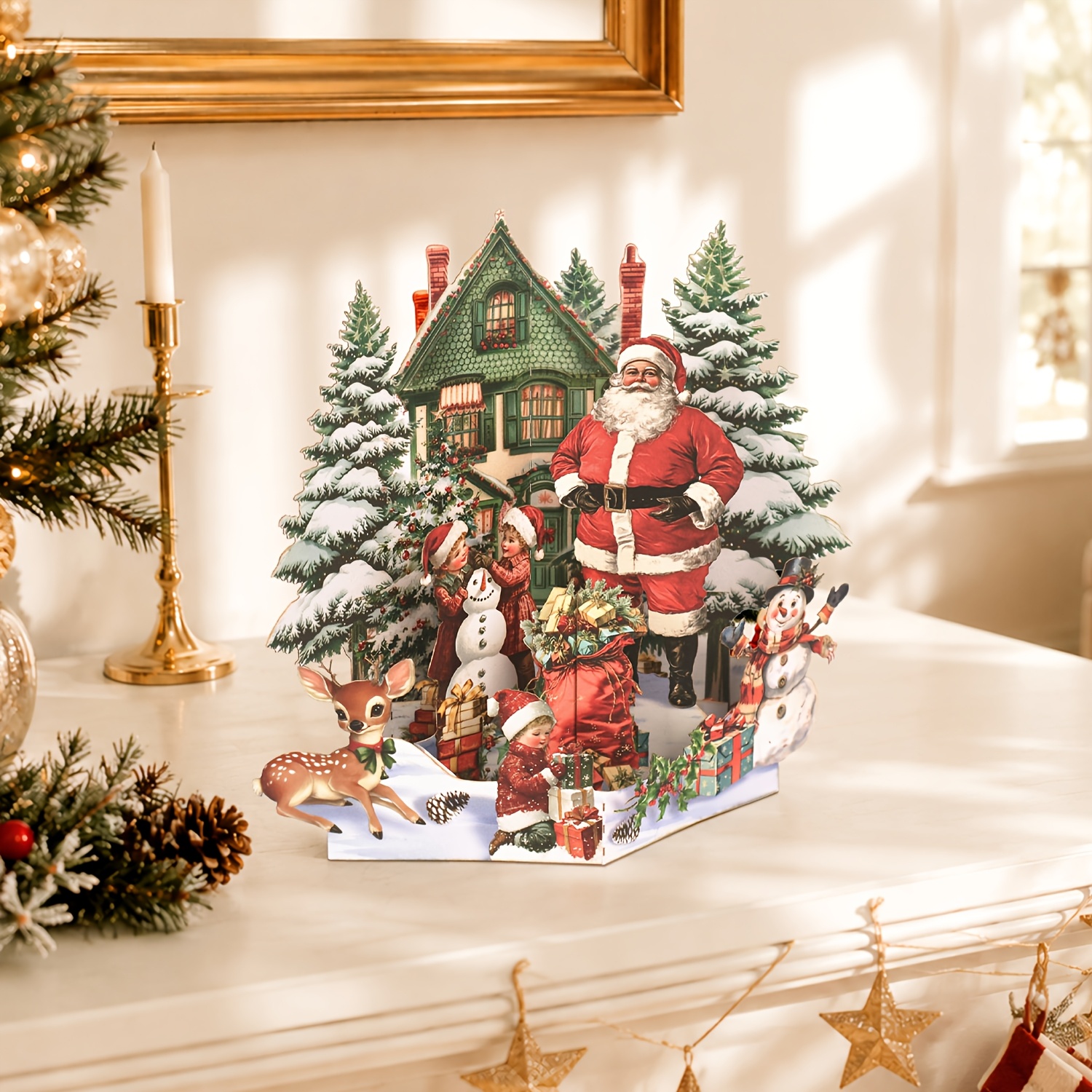 TEMU Vintage 3d Pop-up Christmas Cards With Envelope, Traditional Snowman Greeting Card, Retro Xmas Holiday Gift Card, Desktop Table Decor For ,