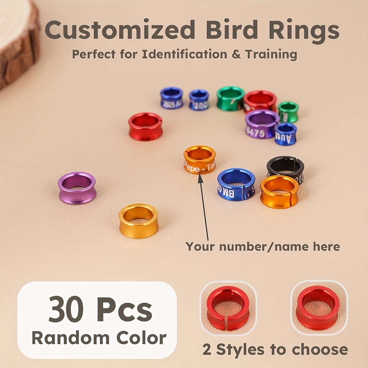 TEMU 10pcs/30pcs Customizable Bird Rings - Durable Aluminum Alloy, Adjustable Leg Bands Suitable For Parrots, , Pigeons, Cockatiels, And More | Ideal