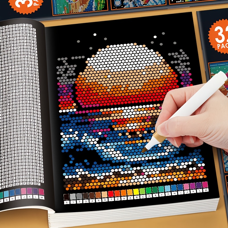 32pcs landscape abstract   puzzles mosaic   book adult relaxation and wonderful coloring book square diamond dot