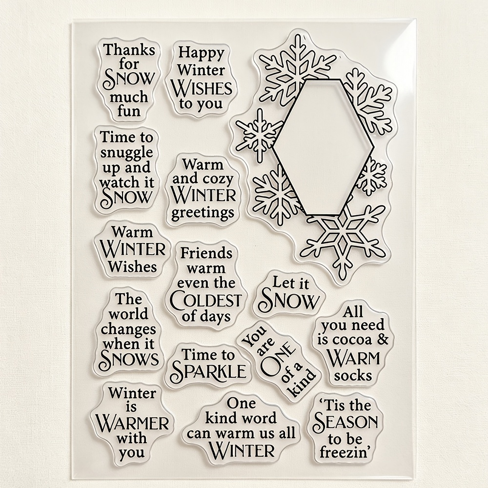 TEMU 1 tampon transparent de neige de Noël, cadeau émotionnel pour l'hiver, idéal pour le scrapbooking, les loisirs créatifs, postales et de vœux