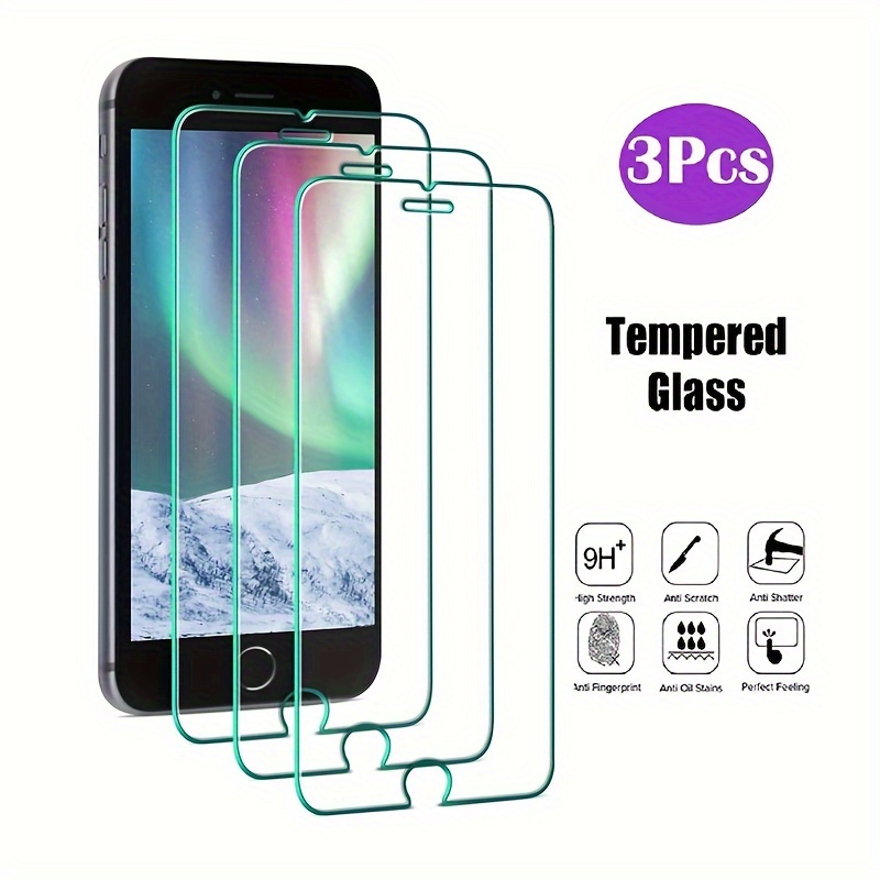 

Lot de 3 protecteurs d'écran en verre trempé aux rayures pour iPhone 6, 6s, 7, 8, Plus, SE, SE2, SE3 (modèles 2020 et 2022) - Protection d'écran haute et