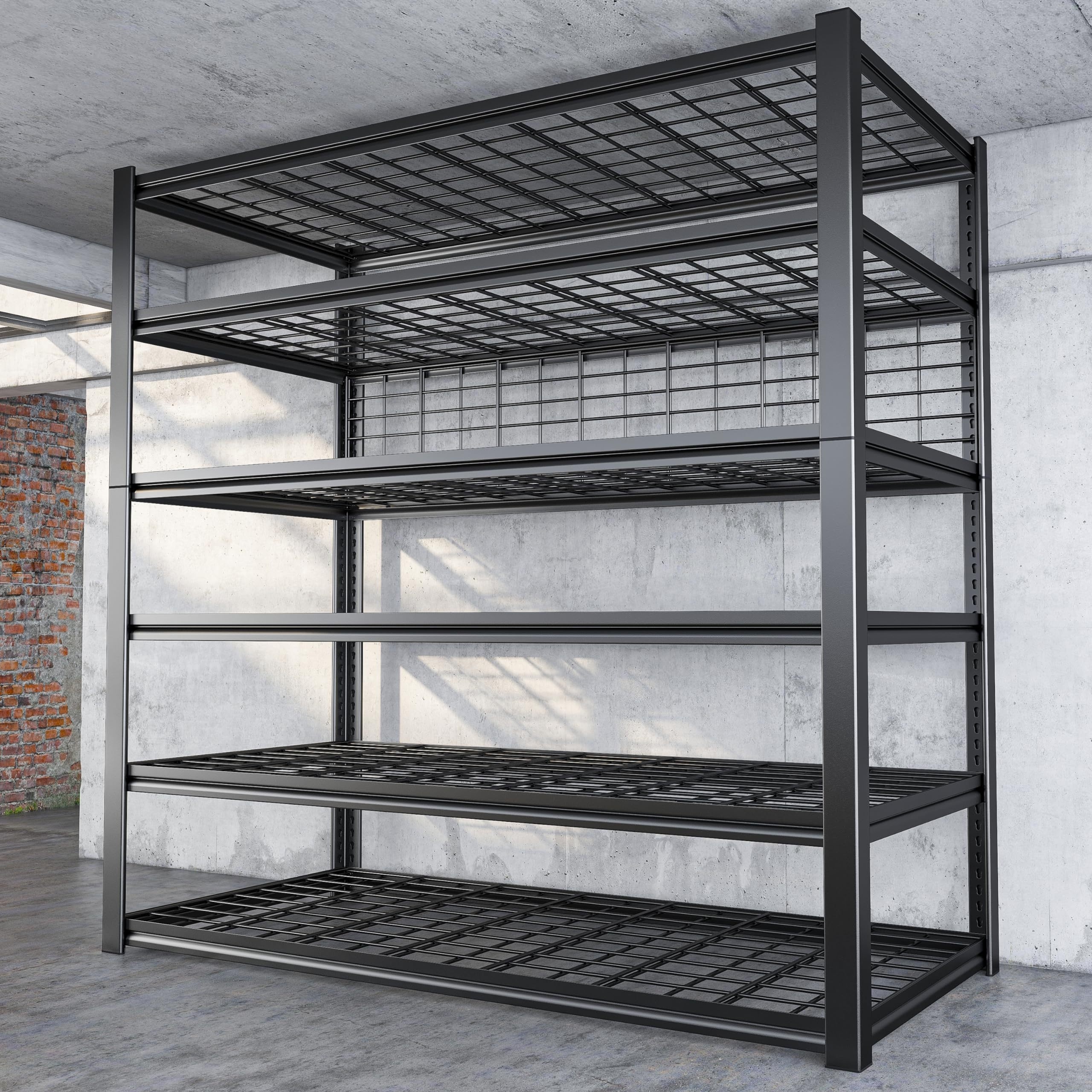 

84" H Garage Shelving, 6-tier Garage Storage Shelves Heavy Duty Shelving Loads 3500lbs, 48" W Adjustable Garage Shelves Metal Shelving Storage Shelf Industrial Shelving 84" H X 48" W X 20" D