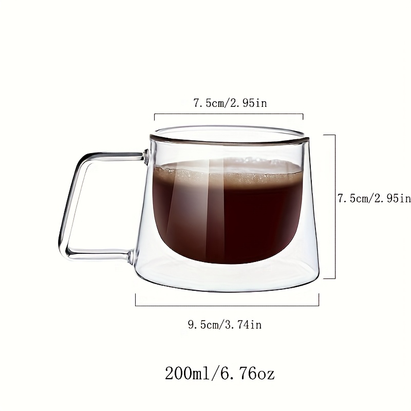 TEMU Tasse à café isotherme à double paroi avec , 6 pièces/1 pièce - 200 ml/6,76 oz - Convient aux boissons chaudes et froides - Idéale pour lattés,
