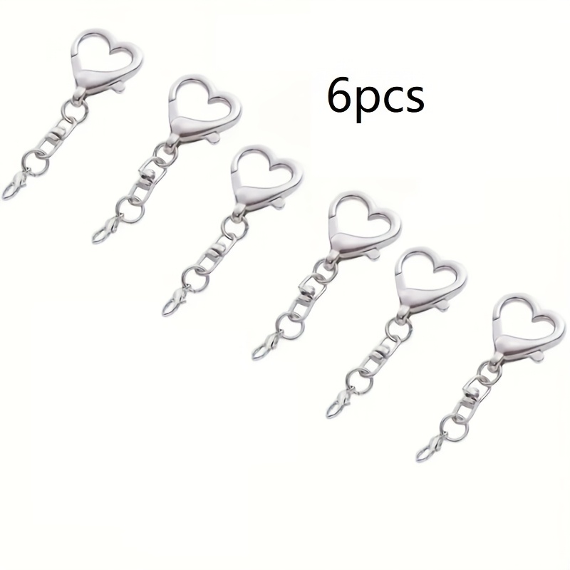 TEMU 6 Durable Metal Heart-shaped, Handbags, Sewing Crafts, Zipper Pulls, And Projects. Silvery Heart-shaped Carabiner For Creative Designs, Sewing
