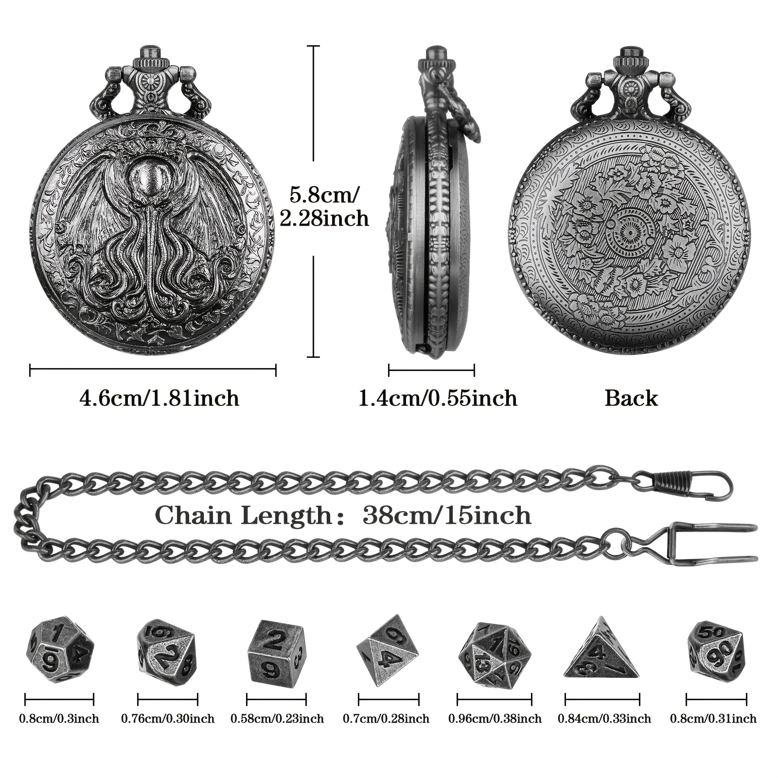 Winged Octopus Metal Case with Mini Dice