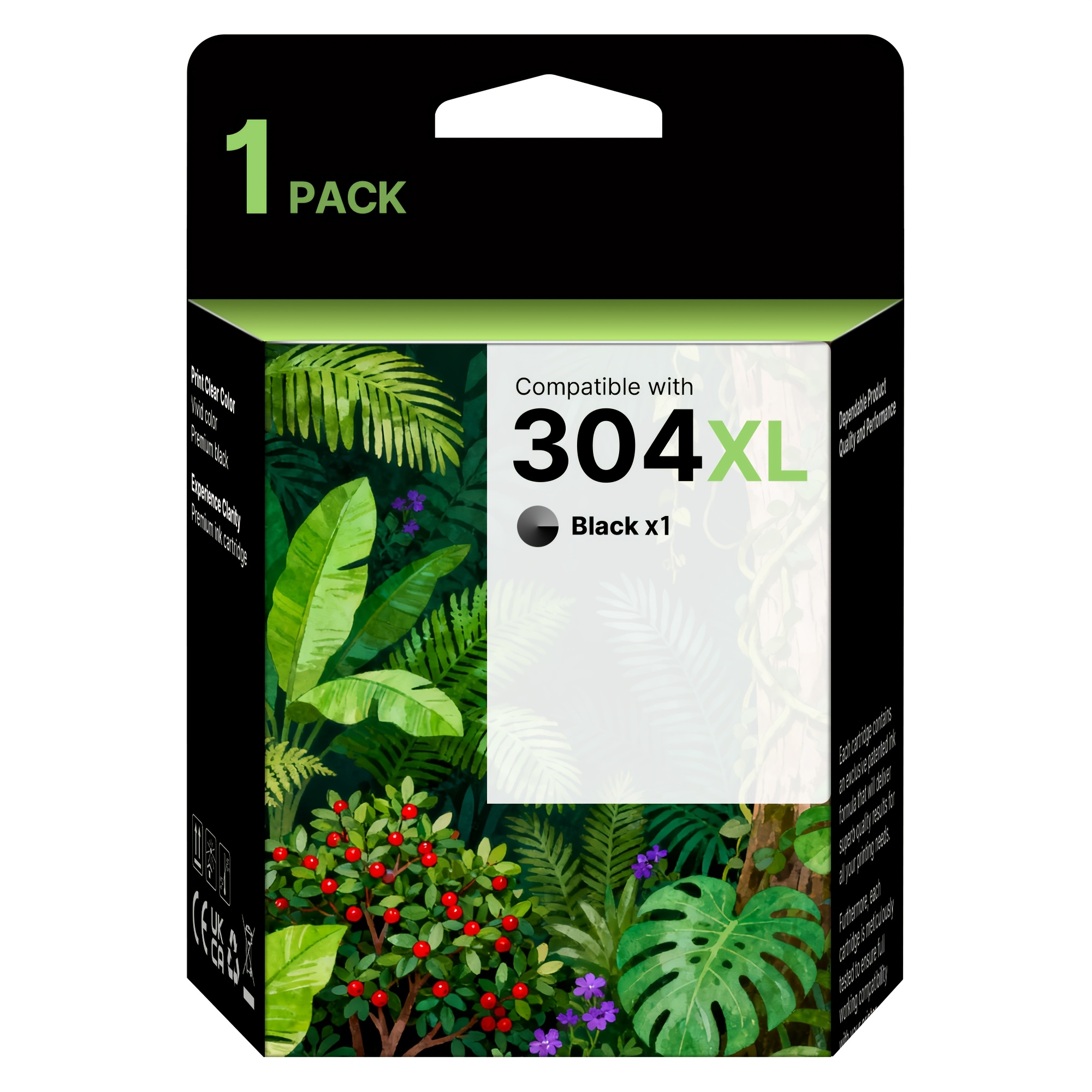 Image of 304xl Ink Cartridges Multipack Replacement For 304 Xl For 5020 5030 5000 5010 5032 5050 2622 2630 2632 3750 2633 2634 3733 3735 3720 3730 3760 3762 3764, Amp 130 (1 Black)