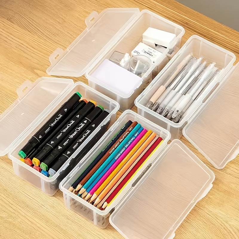 TEMU 8pcs [4pcs Lids And 4pcs Containers] Large Capacity Multifunctional Storage Box, Suitable For Pens, Ballpoints, Markers And Various Storage,