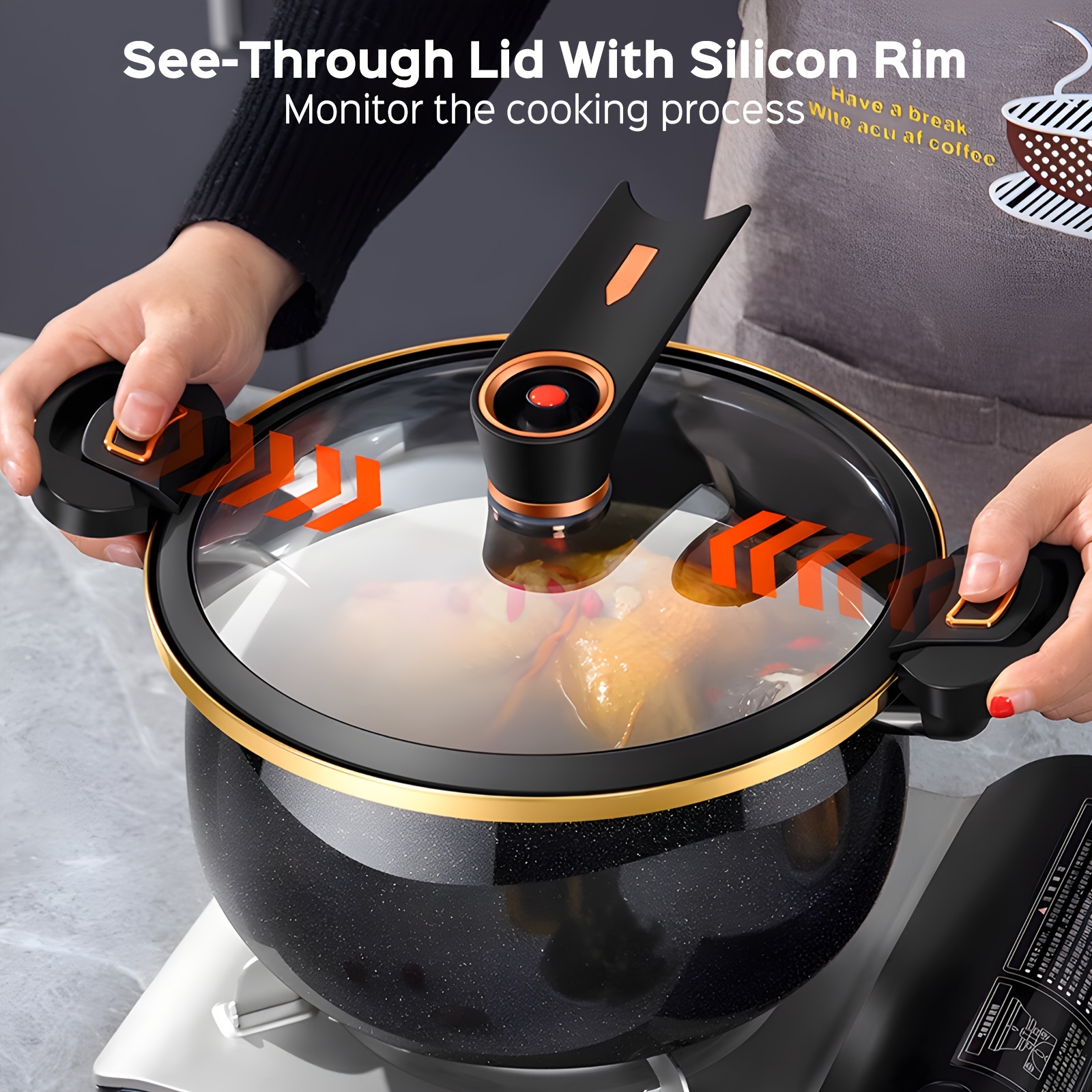 large capacity soup pot with a twist lock handle for quick cooking non stick pot 8 45qt multi function cooking pot gas stove   and induction cooker universal stew pot for homes restaurants hotels   stores 2