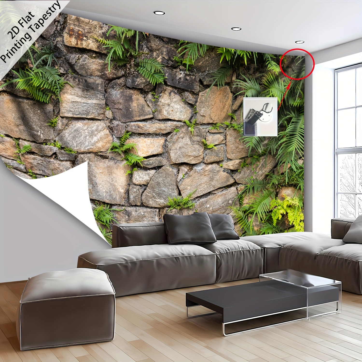 TEMU Tenture Murale Paysage de Mur en Rétro, Impression Numérique Géante, 1 pièce - Très Grande Taille - Impression 2D à Plat, Polyester Esthétique à