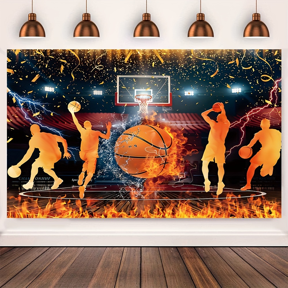 

1pc, Fire Basketball Ceremony Vinyl Backdrop - Great For Birthday Parties, Wall Sign Photo, Great For Photography, Holiday Party Supplies, Decoration - Birthday Theme - Available In 2 Sizes.