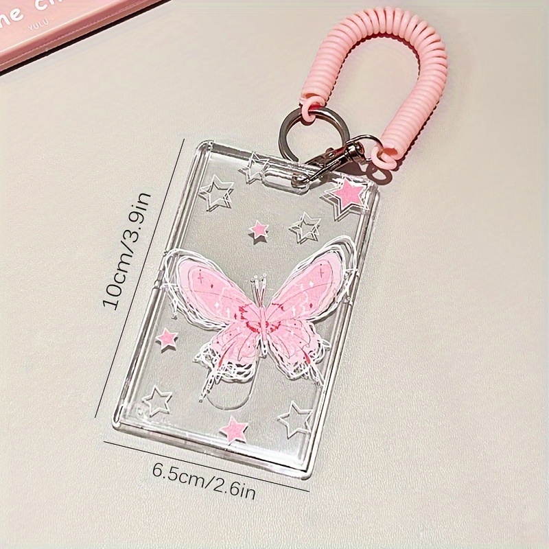 Y2k Transparent Black Butterfly Id Card Holder Creative - Temu