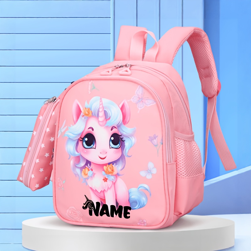 TEMU 1pc Back-to- Personalized Fashionable And Versatile Customizable Women's Backpack With Cute Unicorn Print Design. Full-print, Includes Pencil