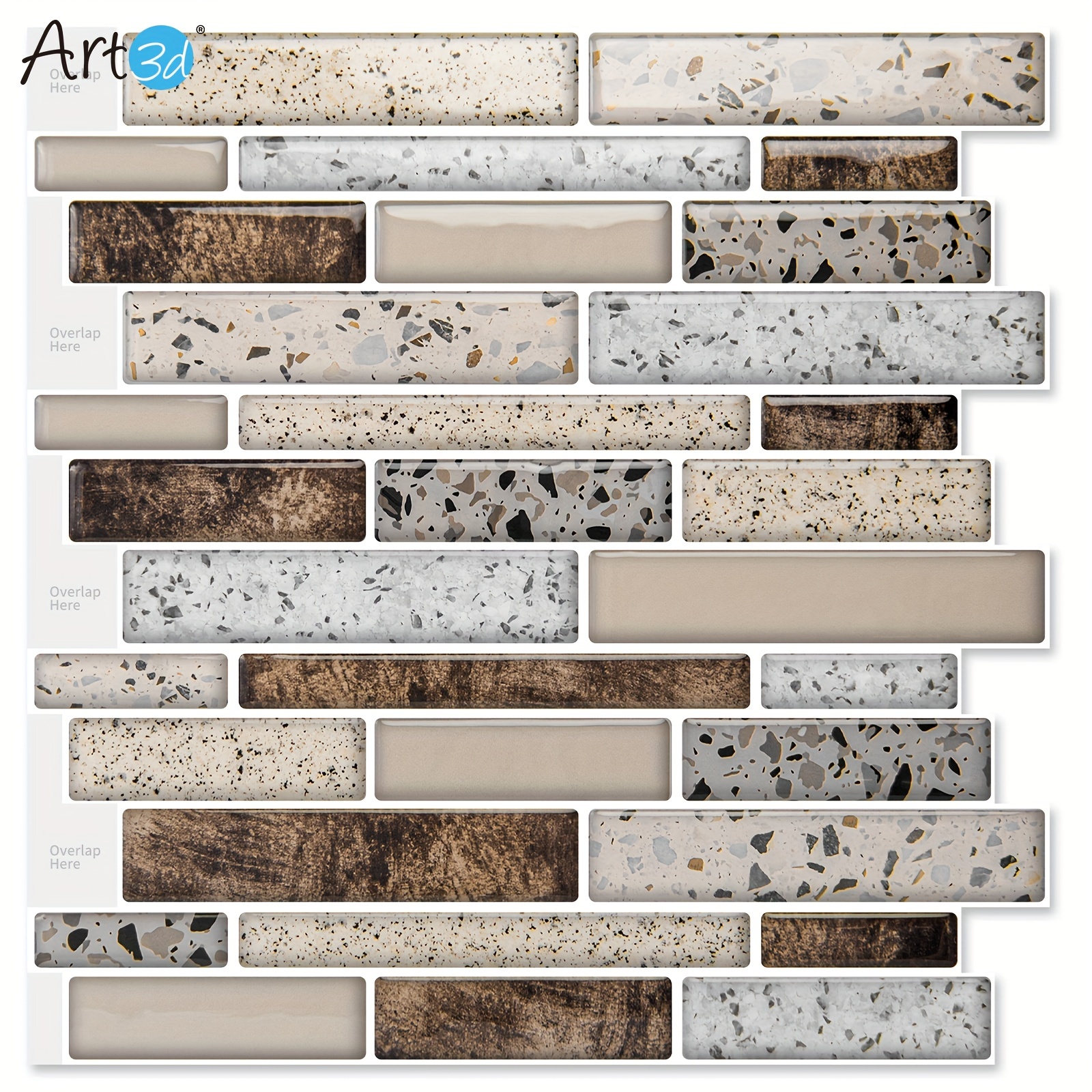 TEMU Art3d 12" X 12" Peel And Stick Backsplash Tiles For Kitchen Bathroom Laundry Room Back , Design, 10 Sheets Plastic Panels