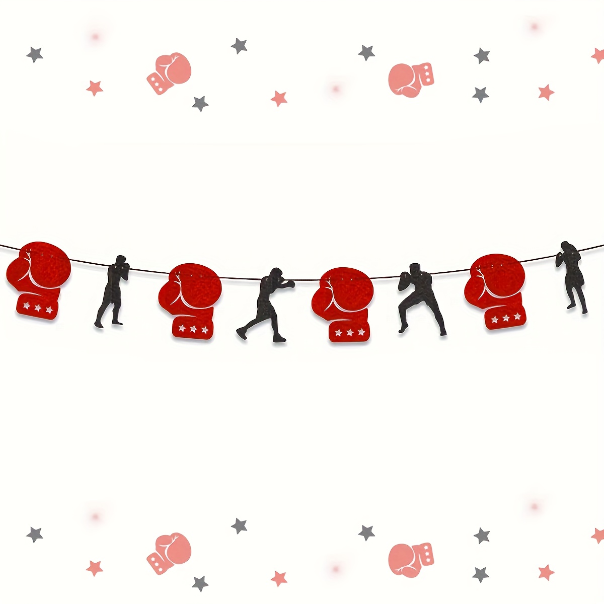 Image of Boxing Theme Boxing Birthday Party Decorations Banner Wrestling Party Supplies Boxer Birthday Party Decorations, Celebration Accessories | Boxer Silhouette Decor | Lightweight Decor