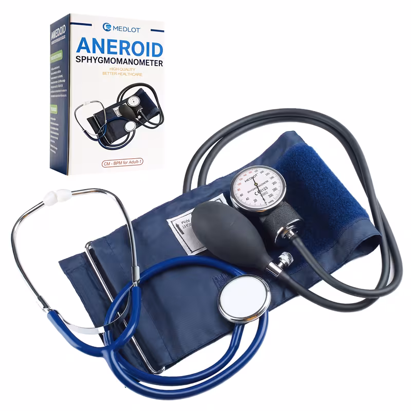 professional aneroid sphygmomanometer with stethoscope adult sized bp cuff 10 16 case navy blue black no battery needed portable blood pressure monitor for travel durable construction handles Product details 0
