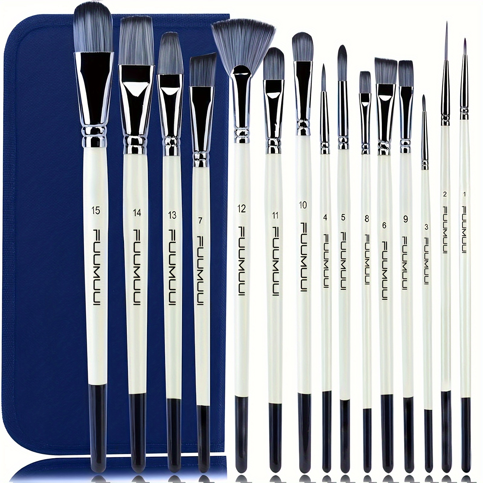Paint Brush Set 12pcs, Natural Hog Bristle Long Handle Professional Artist  Brushes Anti-Shedding, Art Supplies for Kids and Adults for Acrylic and