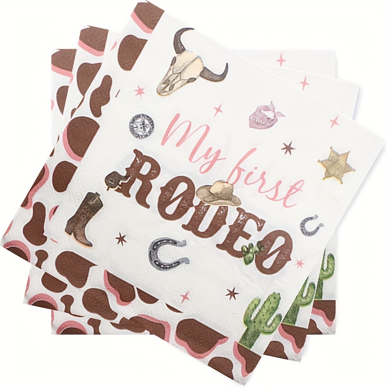 

Western Theme 2-ply Napkins, " Rodeo" Design, Pack Of 20 – Ideal For Parties & Celebrations, Age 14+