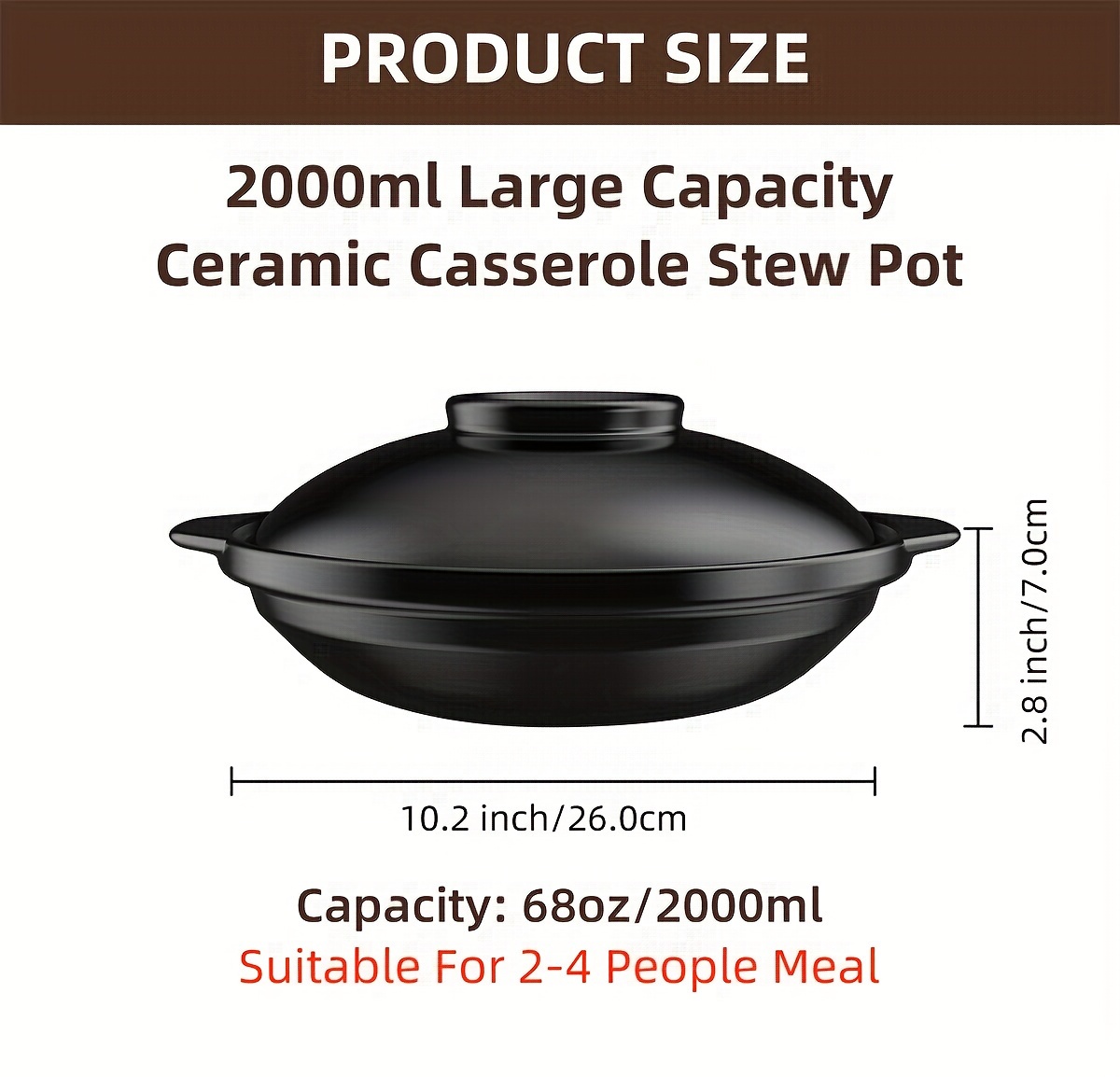   oval ceramic casserole dish with lid 2l large capacity hand wash only ceramic braiser pan versatile clay pot for cooking ideal for gas microwave stovetops suitable for 2   details 1