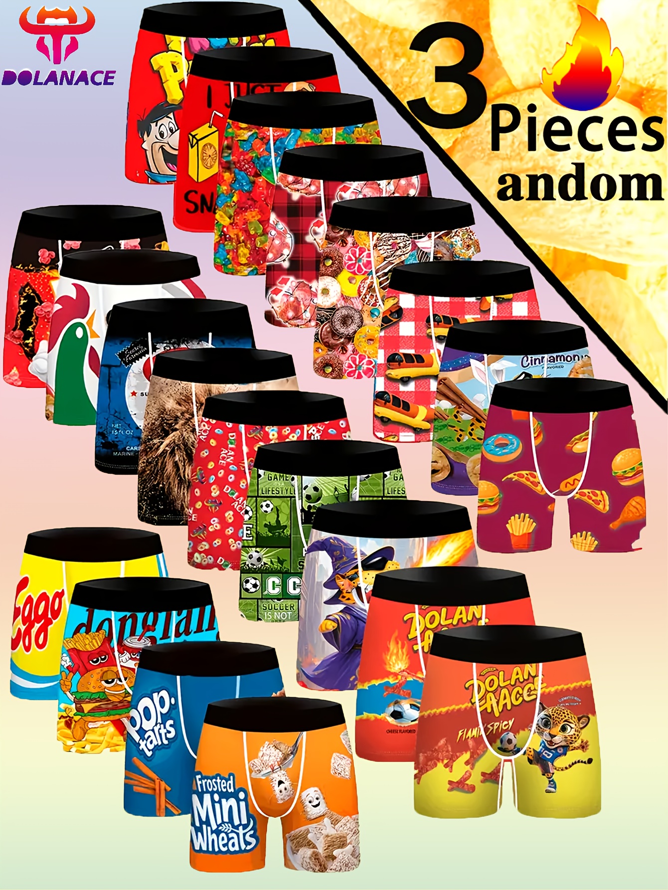 pack calzoncillos boxer hombre estampado dibujos animados Temu