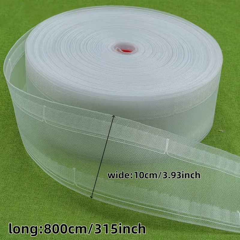 1pc, 800cm/315inch Long, Nylon Transparent , 10cm Fishnet Hook Drawstring, Hook Tape, Suitable For Curtain Decoration And Curtain Lining