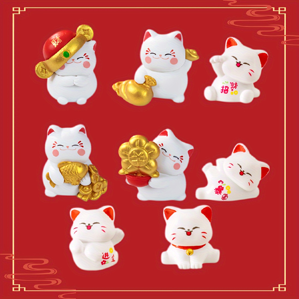 

8pcs Cat Figurine Set, Miniature Statues, Decor, No Needed, For , Desktop, Christmas &