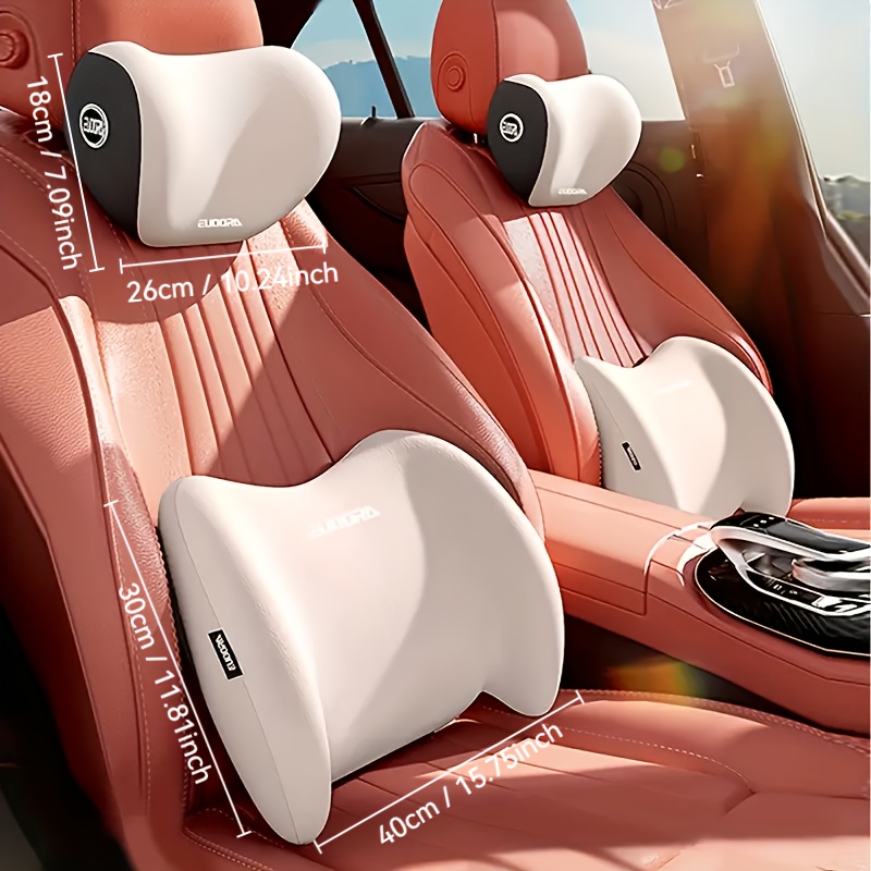 Car Headrest & Lumbar Cushion Set | Autumn/Winter Comfort Upgrade | Ergonomic Fit Design | High-Density Foam Filling | Comfortable for Long Drives | Includes 1 Headrest + 1 Lumbar Cushion
