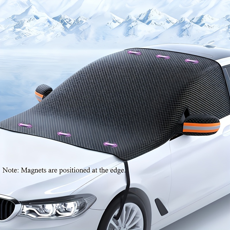 E-shop Magnetische Windschutzscheibenabdeckung mit Reflektierungsstreifen - Ganzjahresschutz vor Schnee, Frost, Regen und herabfallenden Blättern,