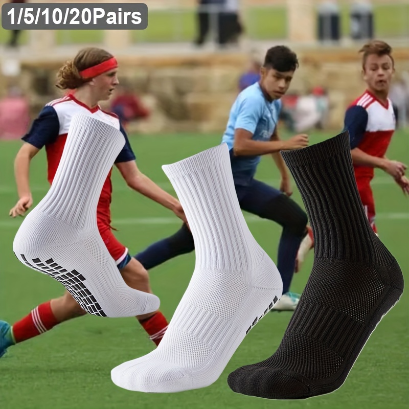 

1/5/10/20 Pairs Athletic Grip Socks For & Teens - Towel Bottom, Breathable Polyester , Mid-calf Sports Socks For Football, Basketball, Rugby, Cycling - Machine Washable, Wear, Cute Socks