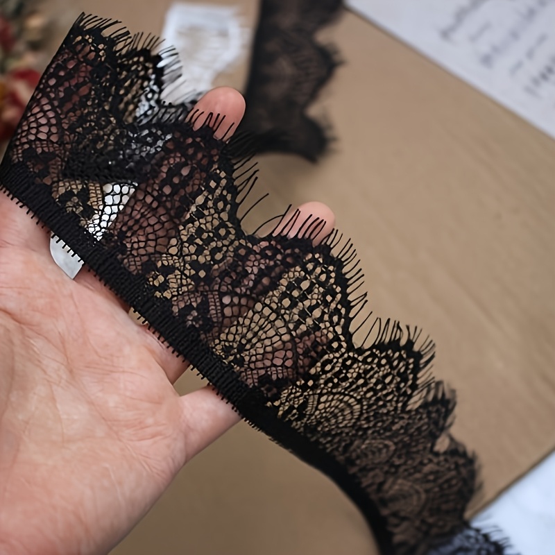 TEMU 단면 비탄성 속눈썹 레이스 트림 칼라 슬리브 패치워크 장식 재료 바지 스커트 옆면 확장 보조 재료